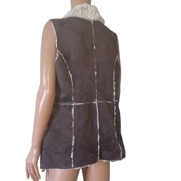 OnTheLand furry vest faux suede sleeveless sherpa comfort SZ M fuzzy comfort - Picture 4 of 12